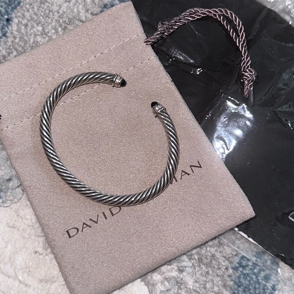 David Yurman 5mm Classic Cable Bracelet w/Black Onyx & Diamonds - Picture 4 of 15